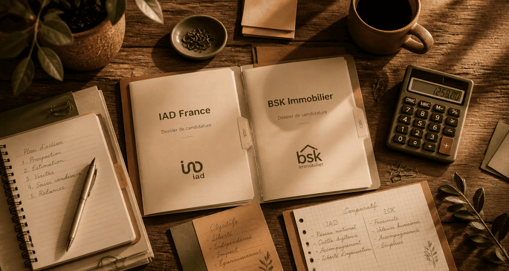 bsk immobilier ou iad dossiers sur bureau