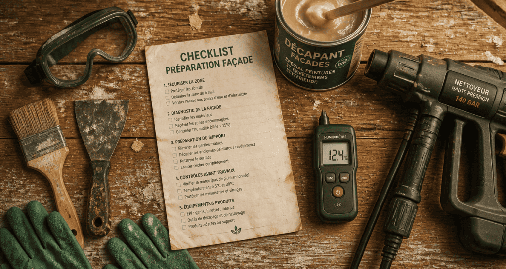 decaper facade peinture outils checklist