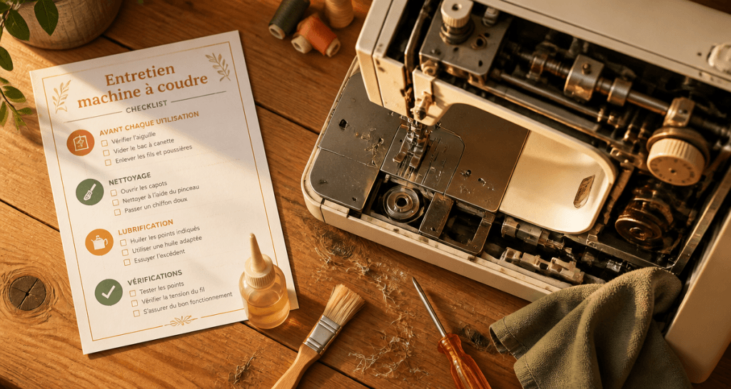 entretien machine à coudre plan de travail