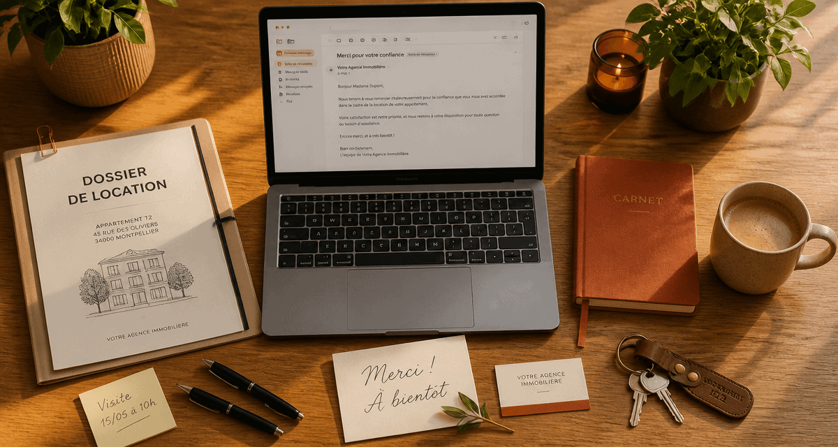 exemple mail après visite appartement sur bureau