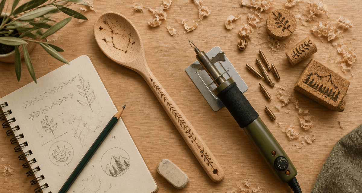 idee pyrogravure simple sur cuillère bois