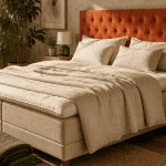 lit americain haut avec surmatelas et tete de lit