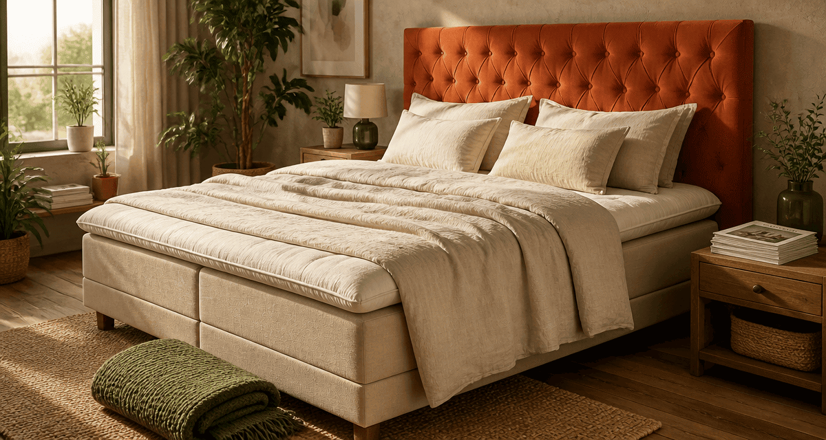 lit americain haut avec surmatelas et tete de lit