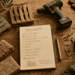 maison en palettes vue outils et matériaux