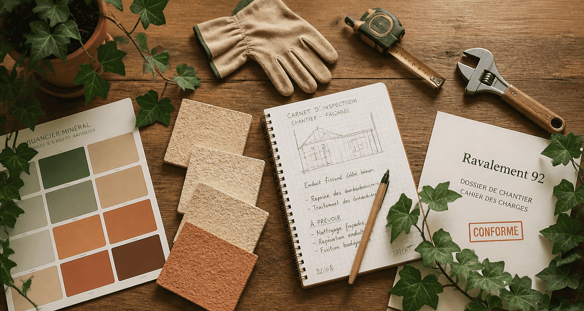 ravalement 92 flat-lay bureau artisan