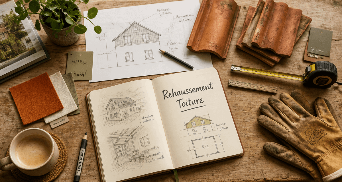 rehausser toiture plans sur bureau architecte