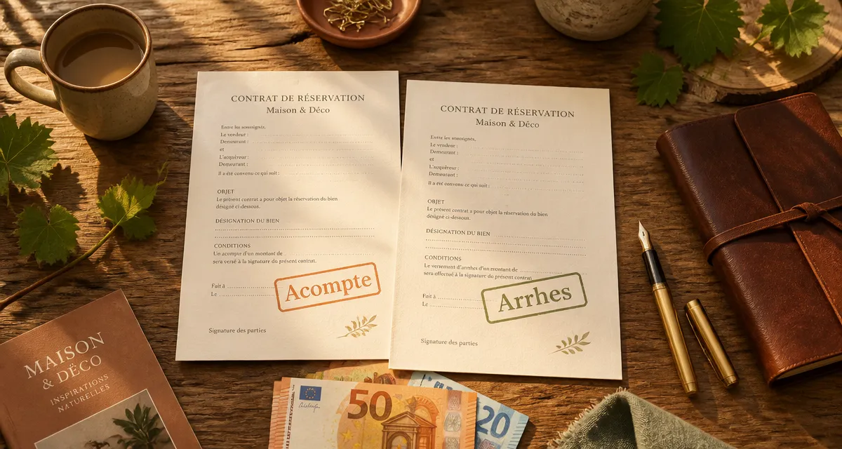 acompte arrhes quelle différence contrats sur bureau