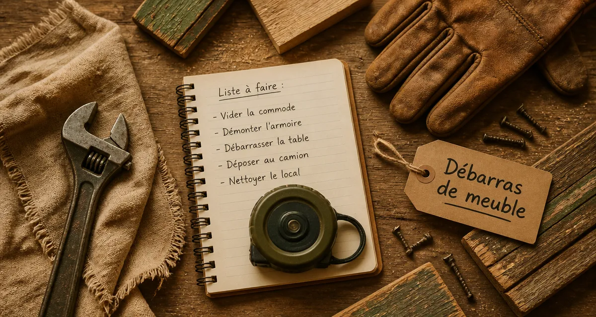 debarras meuble outils carnet mètre