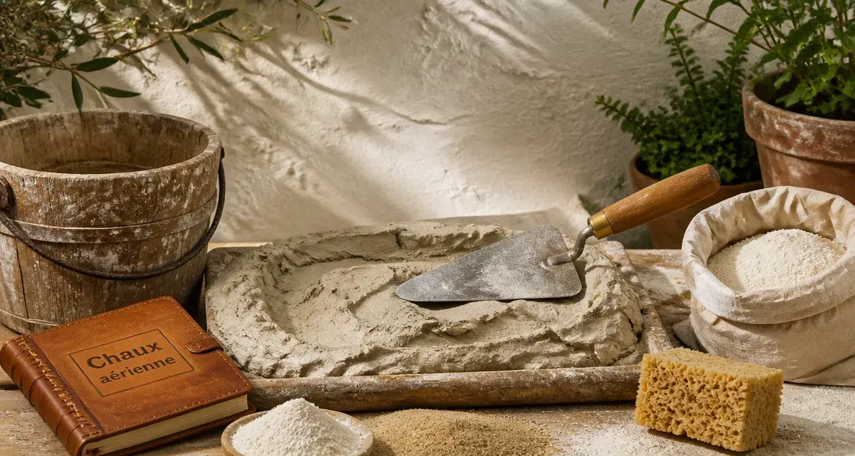 Enduit à la chaux aérienne sur mur intérieur sain et durable