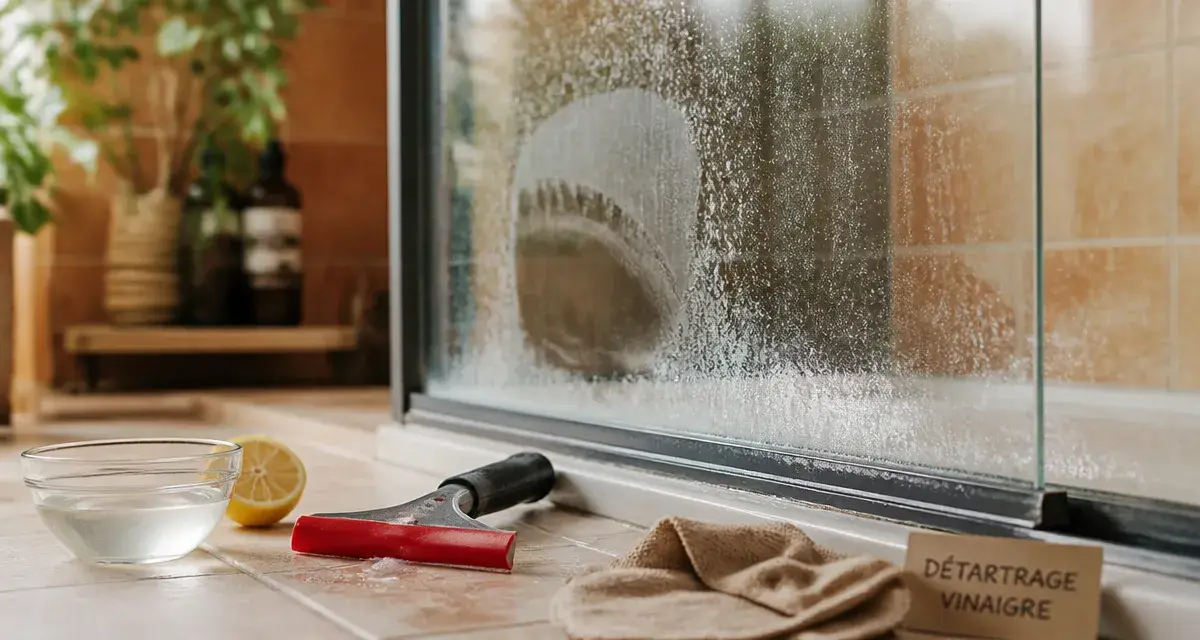 Enlever le calcaire sur les parois de douche : vitres nettoyées au vinaigre