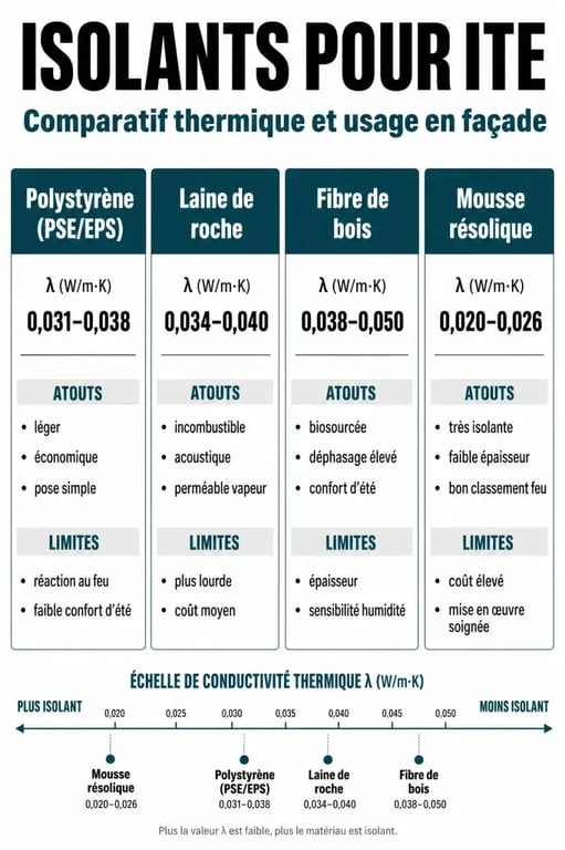 Comparatif des meilleurs isolants pour l'isolation thermique par l'extérieur (ITE) : performances et caractéristiques