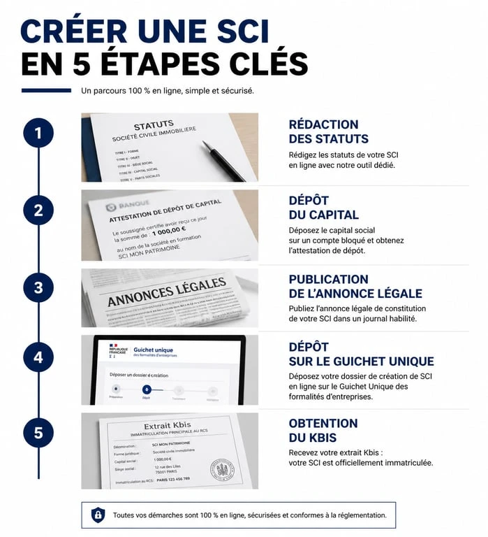 Étapes de la création d'une SCI en ligne : du projet à l'immatriculation