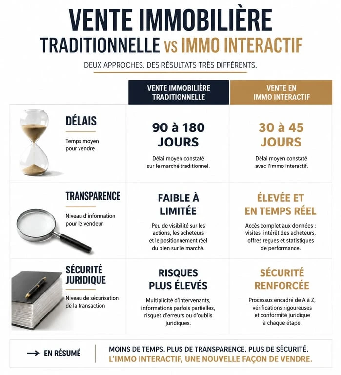 Comparatif entre vente immobilière classique et vente en immo interactif