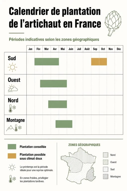 Calendrier de plantation de l'artichaut par région pour réussir sa culture
