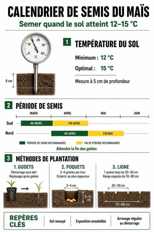Calendrier et conditions de semis du maïs au potager