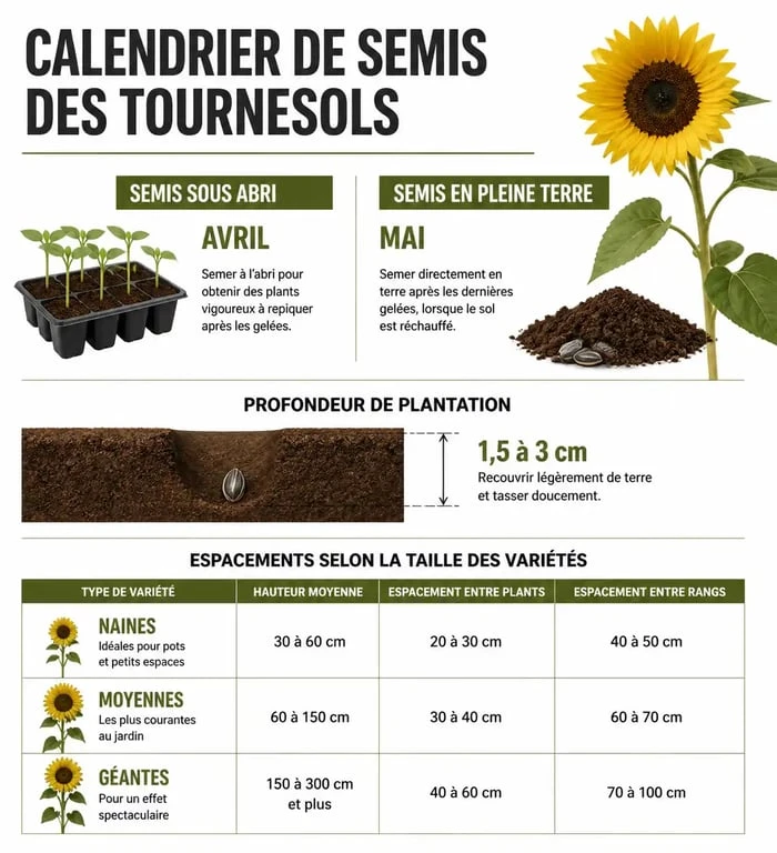 Calendrier et guide de plantation des graines de tournesol