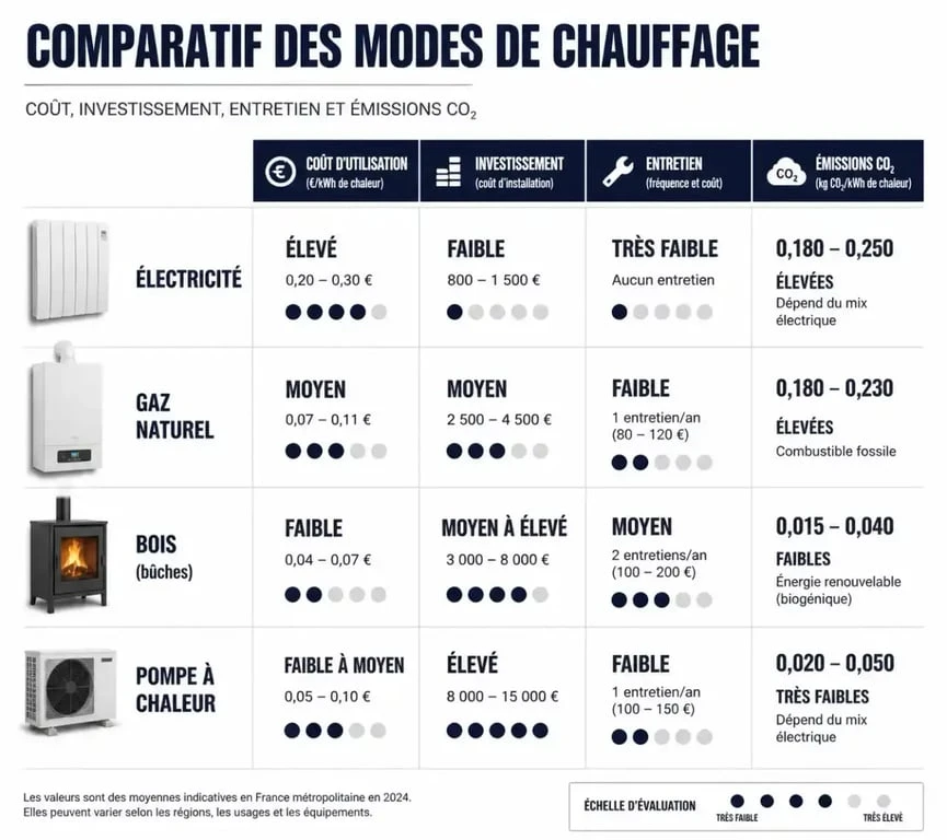 Comparatif des différents modes de chauffage individuel électrique et alternatives