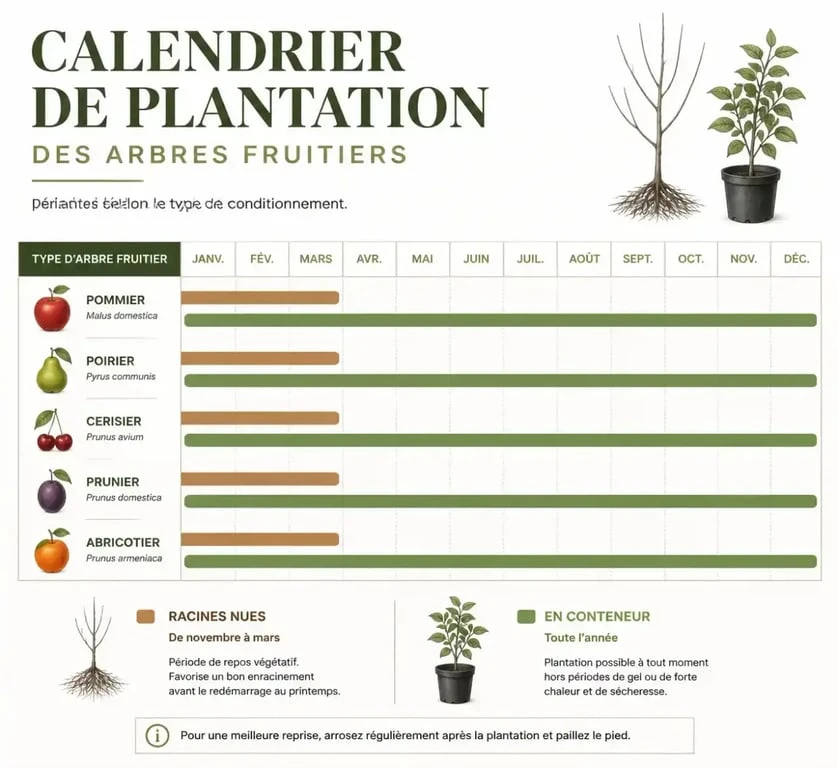 Calendrier de plantation des arbres fruitiers : quand planter un arbre fruitier selon le mode de culture