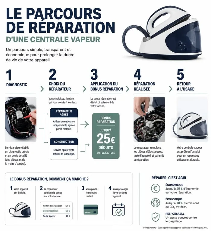 Parcours et étapes pour faire réparer sa centrale vapeur