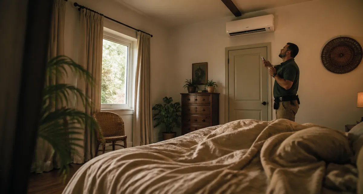 Où placer une clim dans une chambre : split mural orienté vers le haut, sans souffler sur le lit