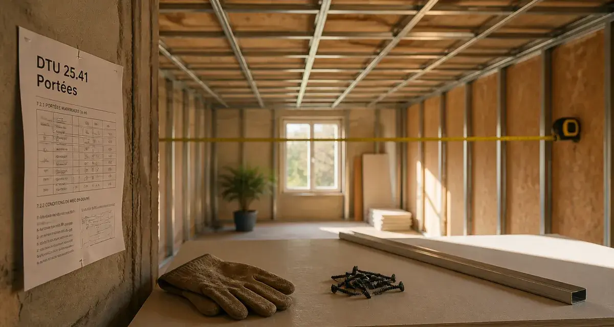 Plafond autoportant distance maximale sans affaissement entre murs