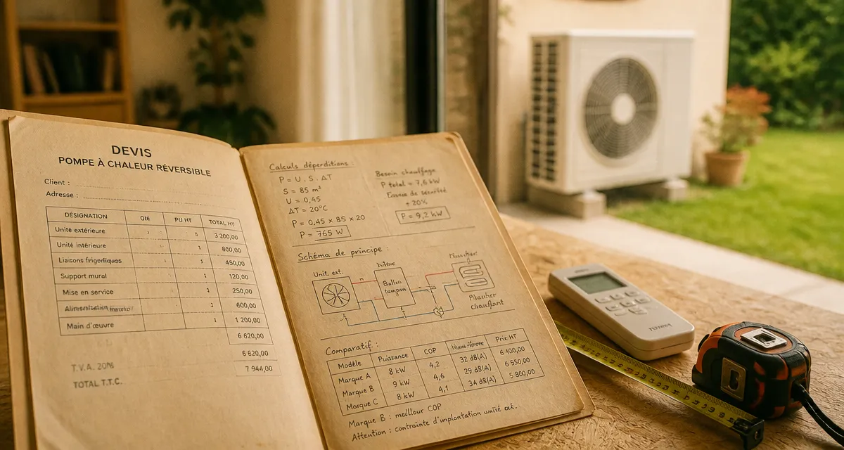 Pompe à chaleur clim réversible prix : devis et budget PAC réversible, télécommande et mesure
