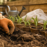 Quand semer le mais au potager : graines en terre à 12°C, jeunes plants verts