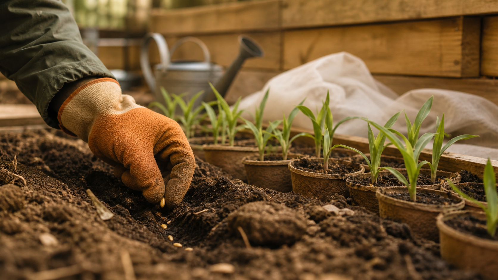 Quand semer le mais au potager : graines en terre à 12°C, jeunes plants verts