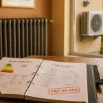 Quel chauffage pour une maison de 100m2 : PAC air-eau visible, radiateur à inertie dans le salon