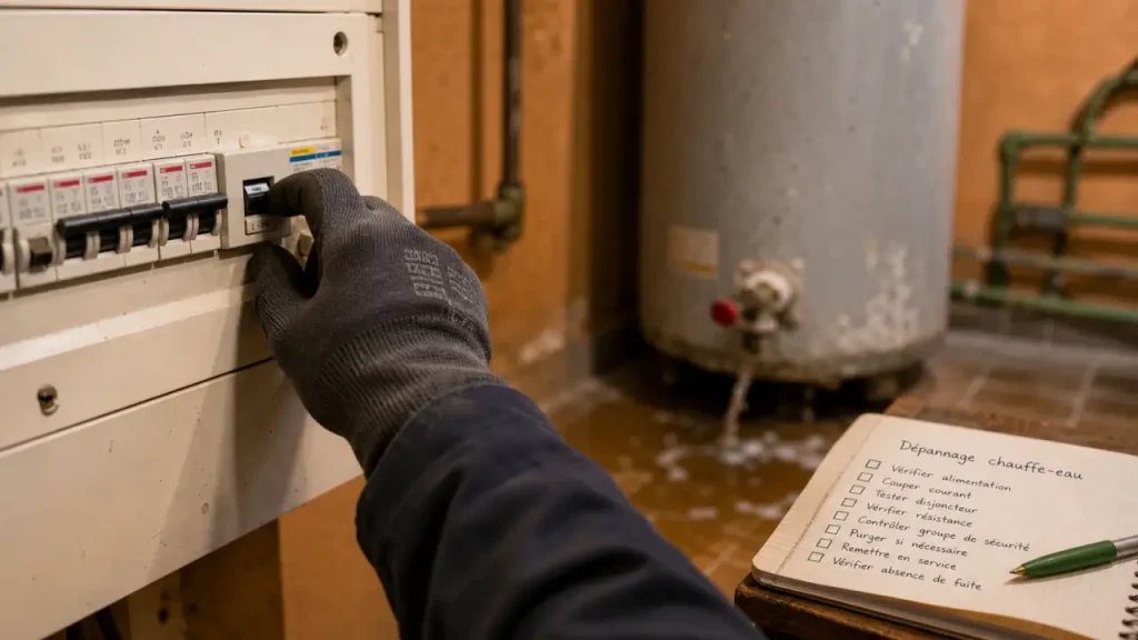 Chauffe eau depannage : vérifier thermostat, fuite et calcaire sur chauffe-eau