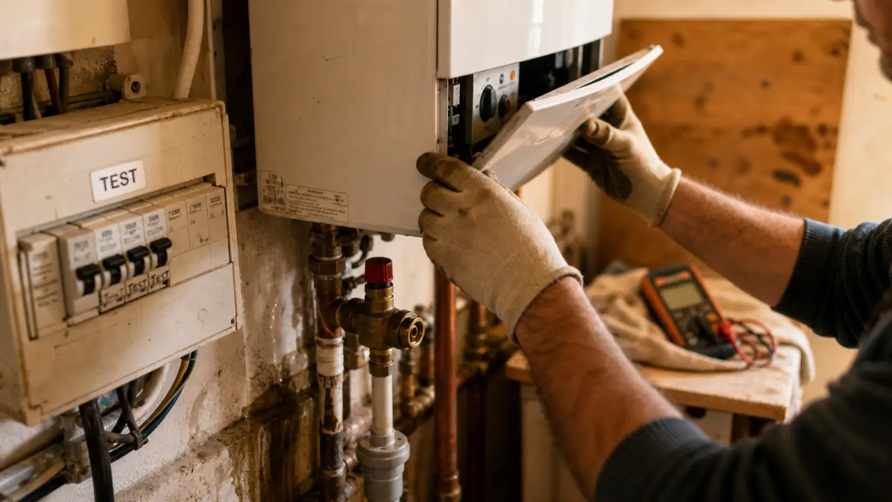 Chauffe eau depannage : technicien vérifie thermostat, fuite et calcaire