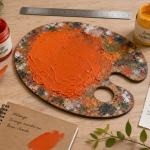 Comment faire du orange en peinture : mélange rouge cadmium et jaune cadmium sur palette