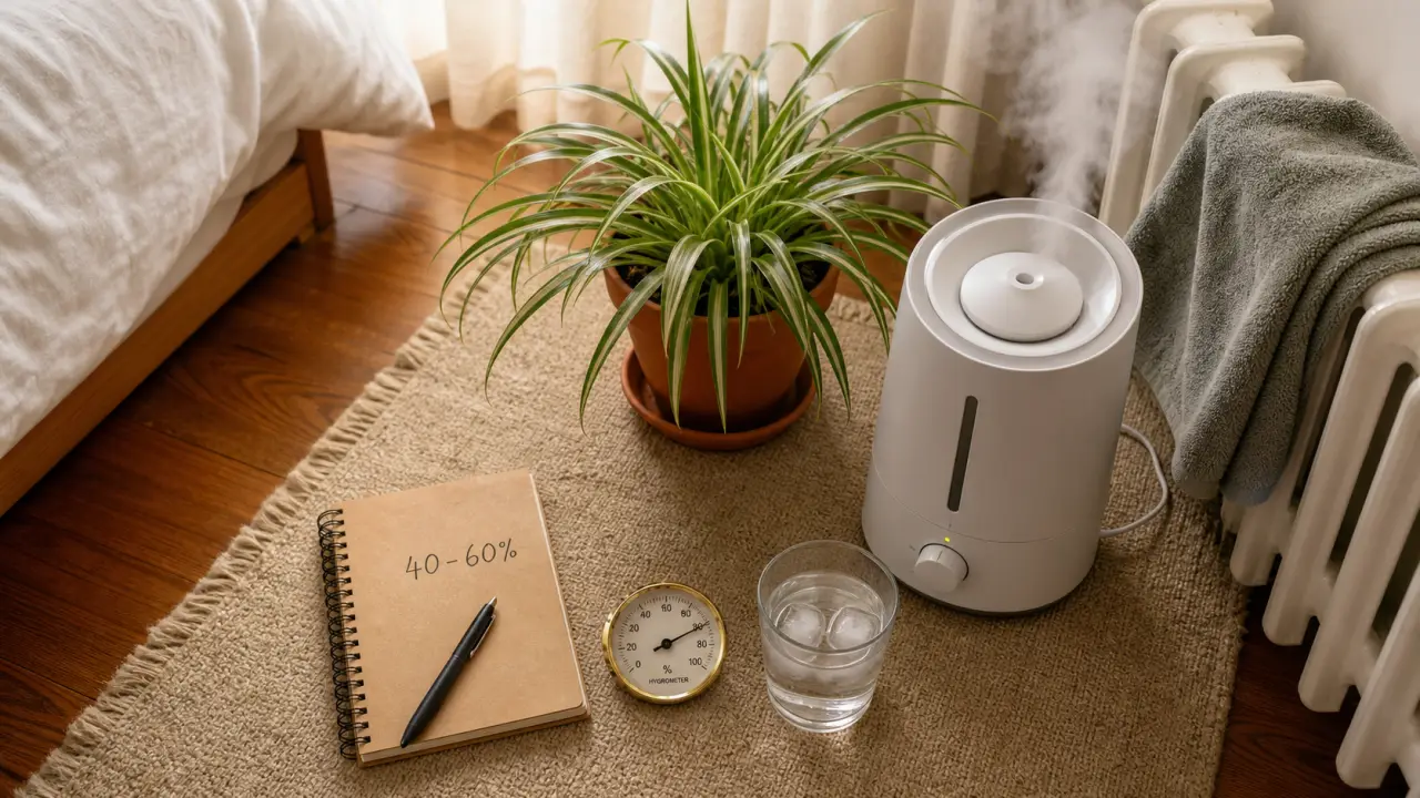 Comment humidifier une chambre : hygromètre 40–60% et humidificateur d’air