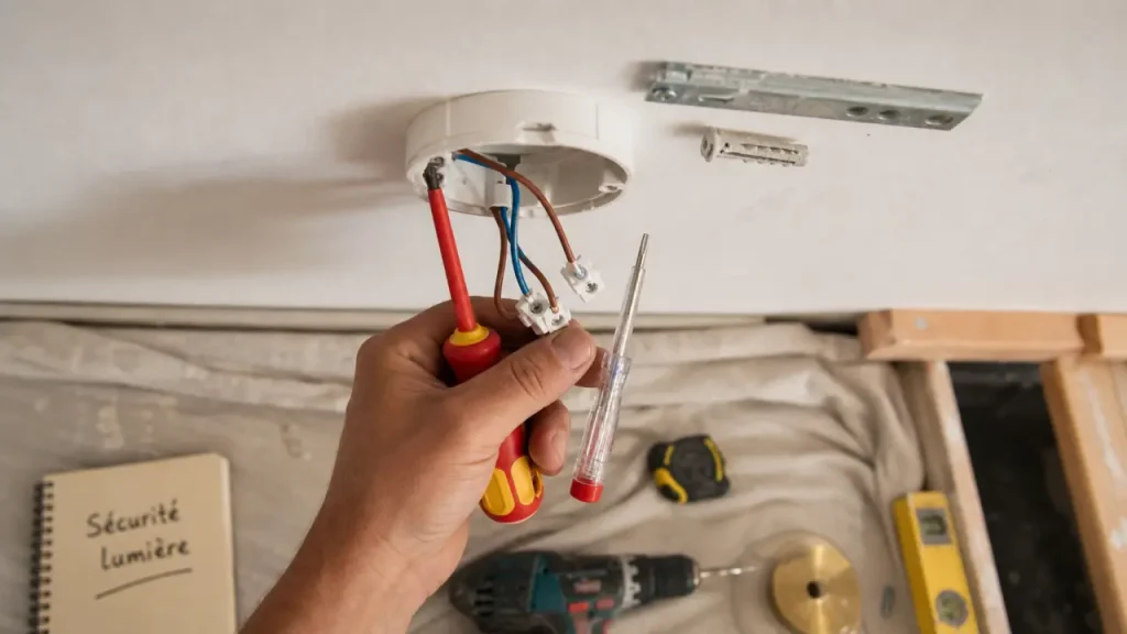 Installer un luminaire au plafond : 4 étapes sûres et les fixations à éviter