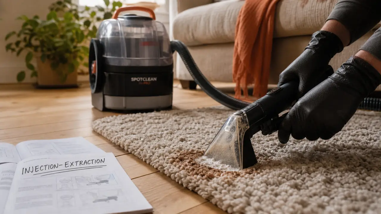 Meilleure shampouineuse en injection-extraction sur tapis taché de café