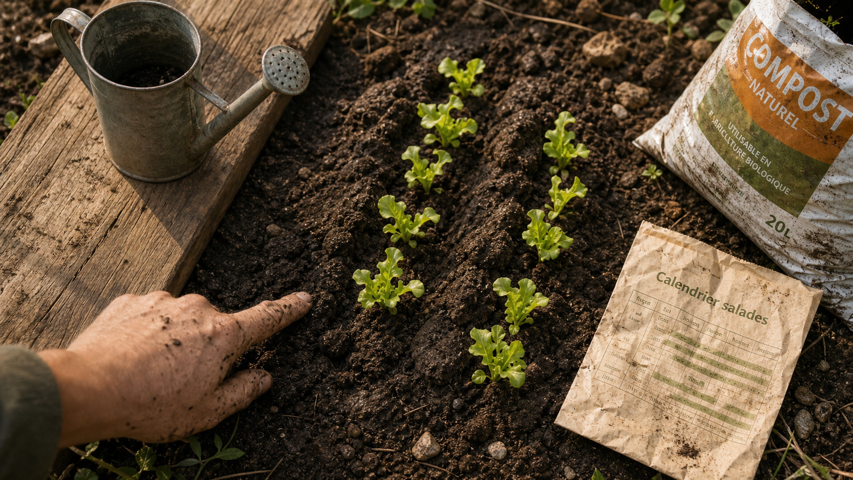 Quand planter des salades : jeunes plants en terre