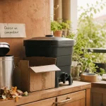 Quel composteur choisir : lombricomposteur et bac dans une cuisine