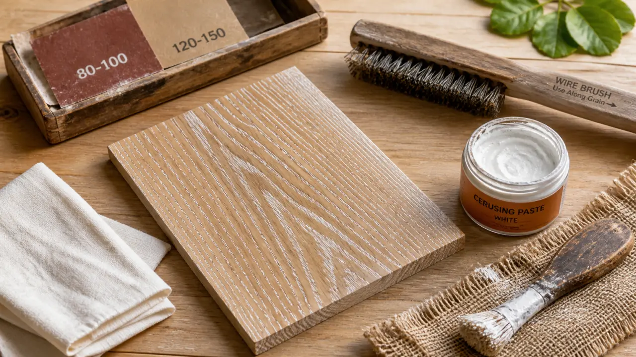 Ceruser un bois : pores ouverts et veinage blanc bien rempli