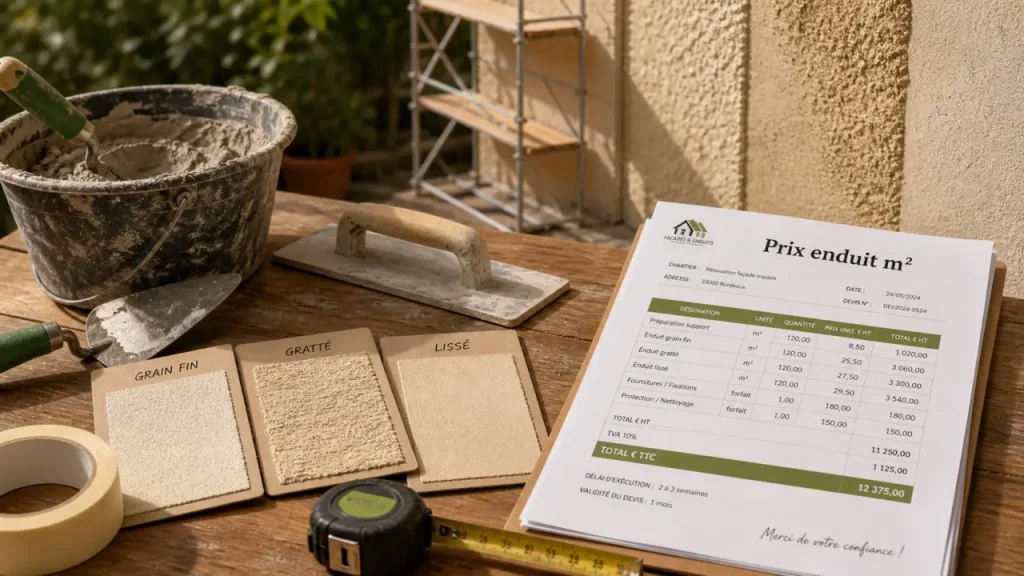 Enduit prix m2 : 66 € en moyenne pour une façade, et les facteurs qui font varier la facture