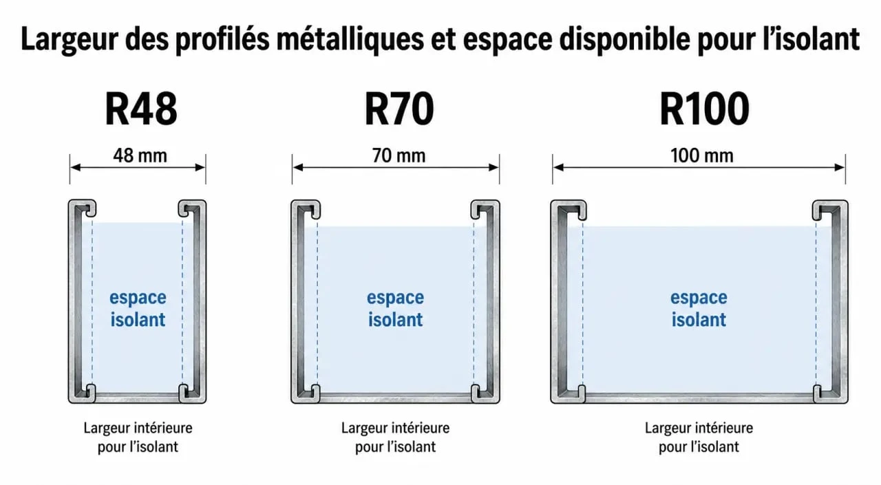 Comparatif des largeurs de railles pour placo