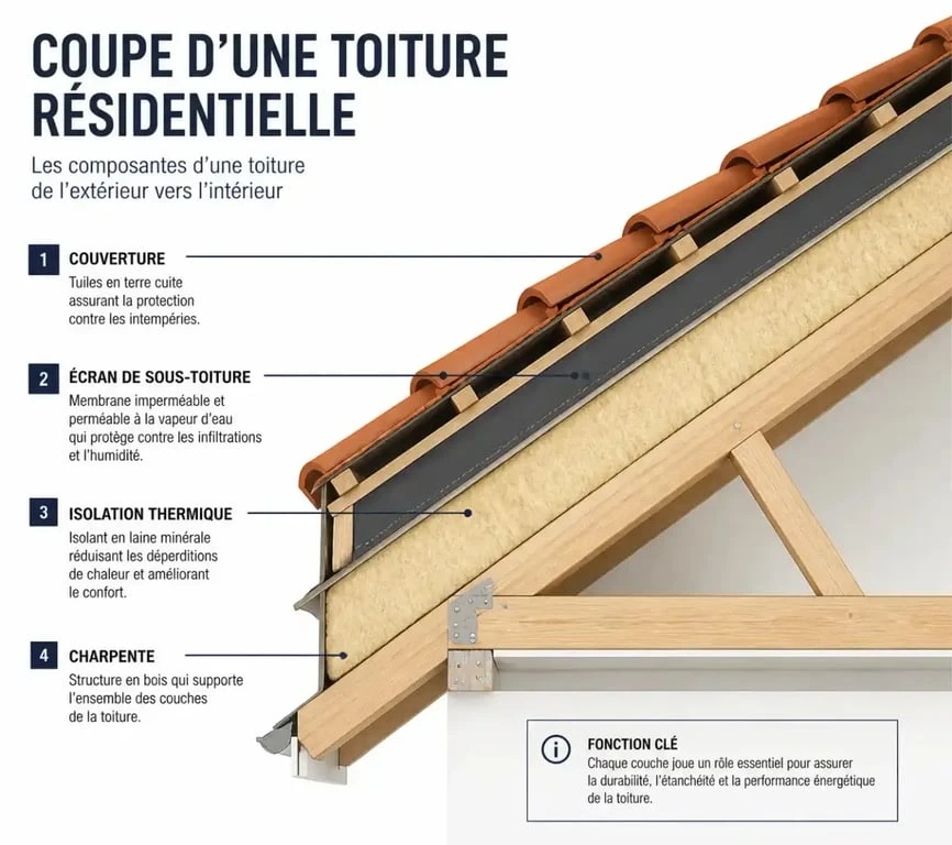 Schéma des composants d une toiture pour estimation prix