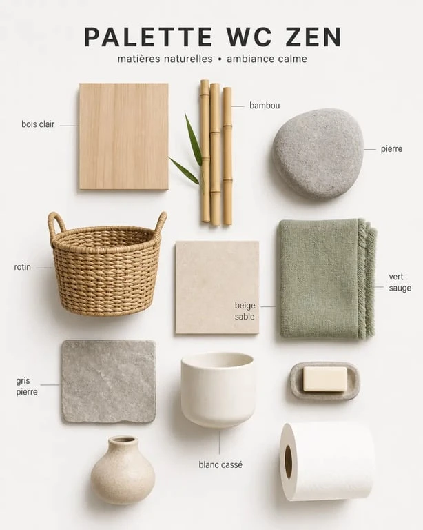 Déco WC zen : palette de couleurs et matières naturelles