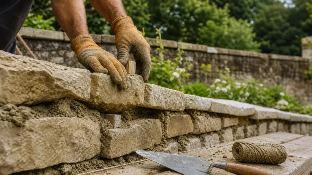 Mur en moellons : parements, blocage et couronnement pour un mur durable