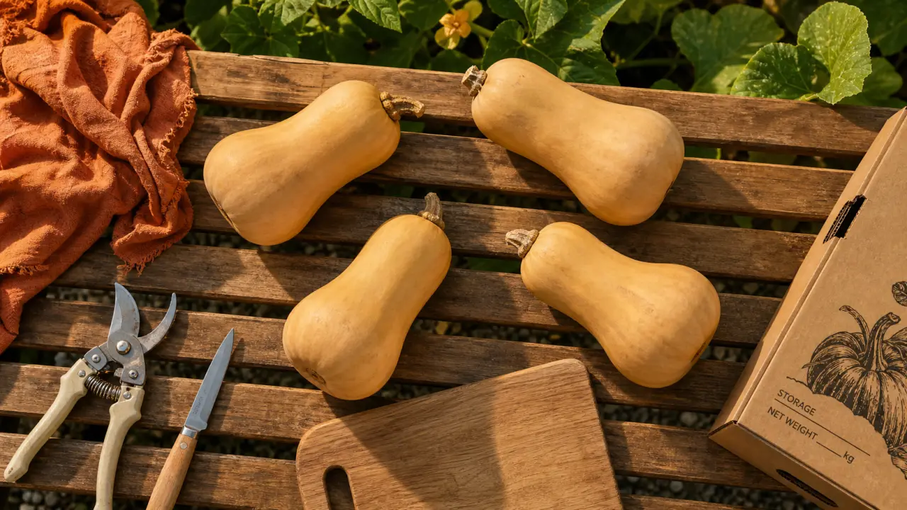 Quand cueillir les butternut : pédoncule sec, peau dure