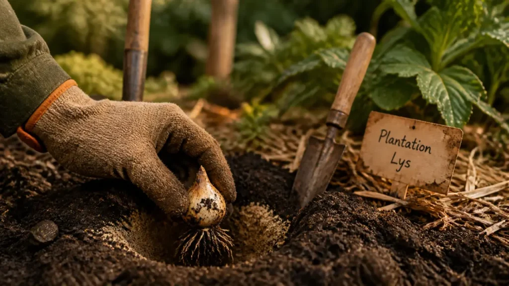 Planter des lys en pleine terre, de septembre à avril-mai selon la variété