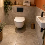 Carrelage wc effet béton mat, petit WC agrandi par format et couleur