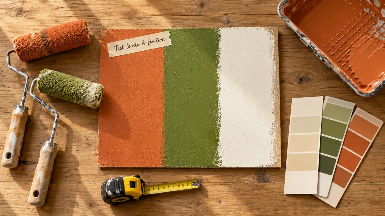 Peinture murale couleur : teinte mate testée