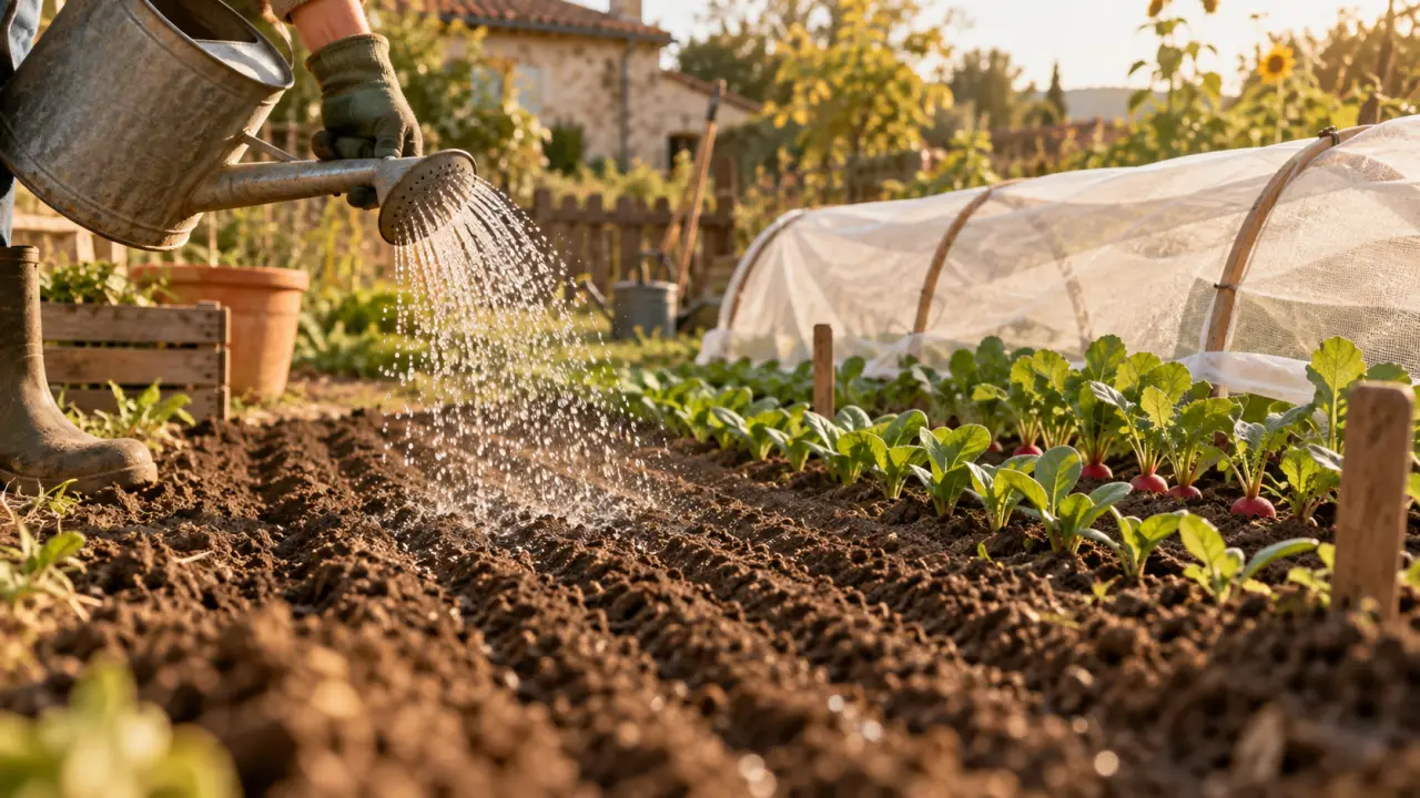 Semer en septembre : semences à 1 cm, arrosage et jeunes pousses en potager